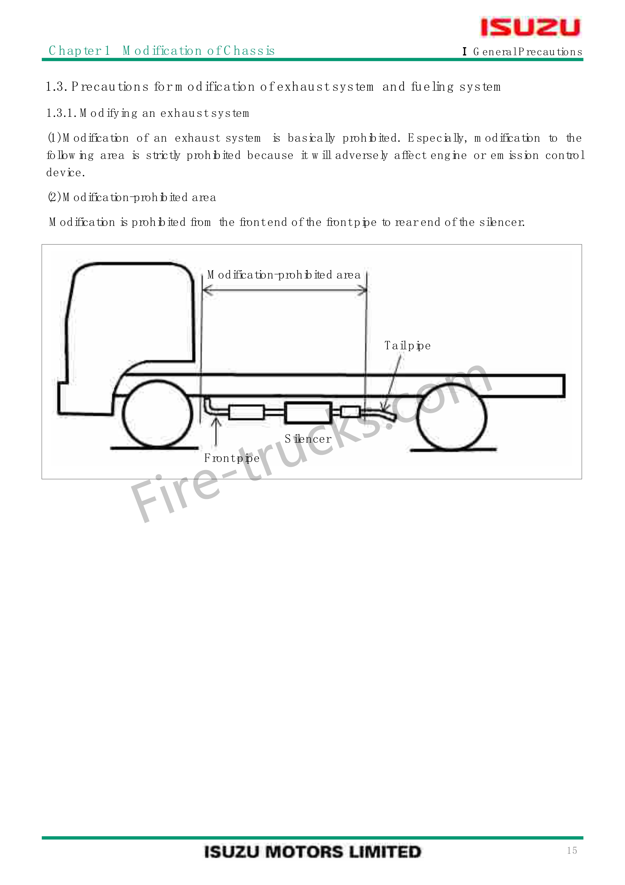 Isuzu Fire Truck Chassis & Body Assembly Manual