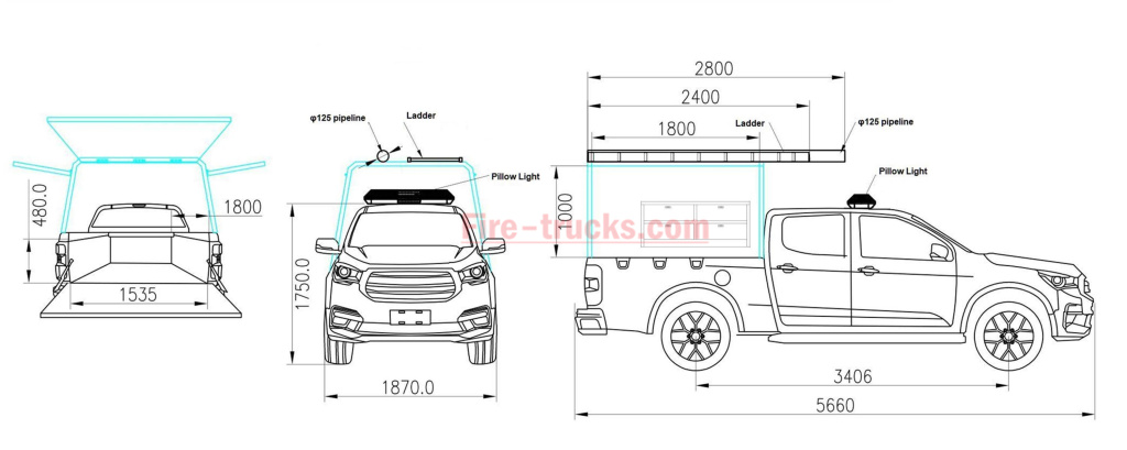 Emergency Isuzu fire service pickup drawing share