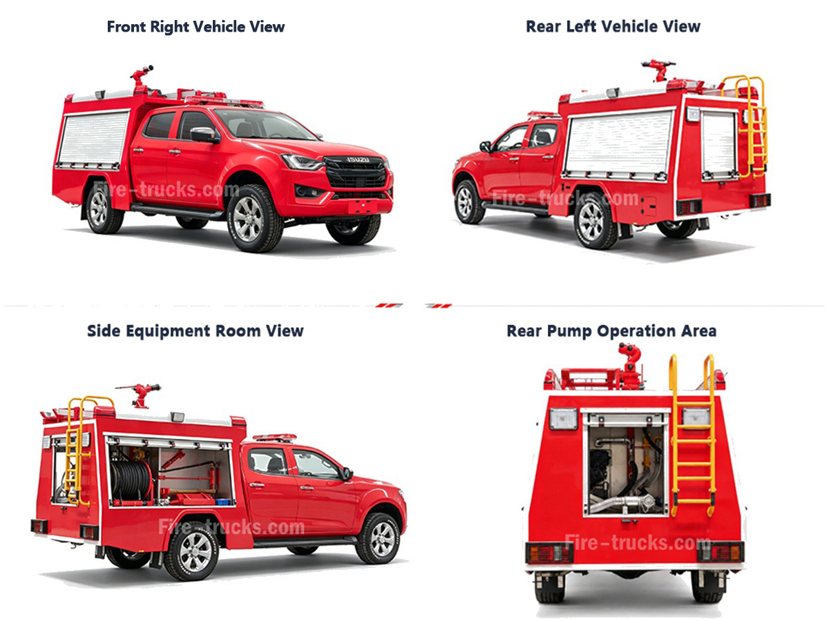 ISUZU 4x4 Emergency Fire Truck Pickup for Highway Truck Fire Rescue Dubai