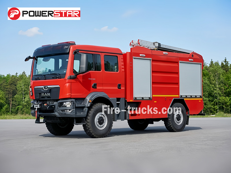 MAN TGM 18.290 4x4 Rapid Response Foam Fire Engine 5500L Water Foam Tank with CINAR 2400 Monitor for Albania Commercial Building Fire Protection