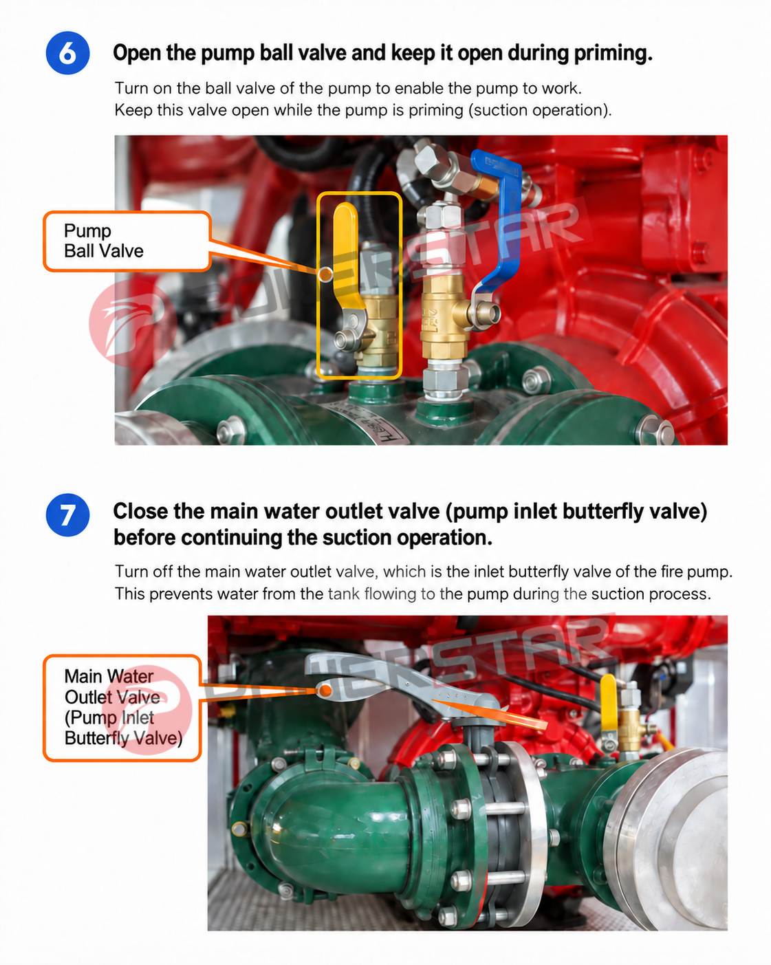how to operate fire truck pump ball valve main water outlet valve suction configuration