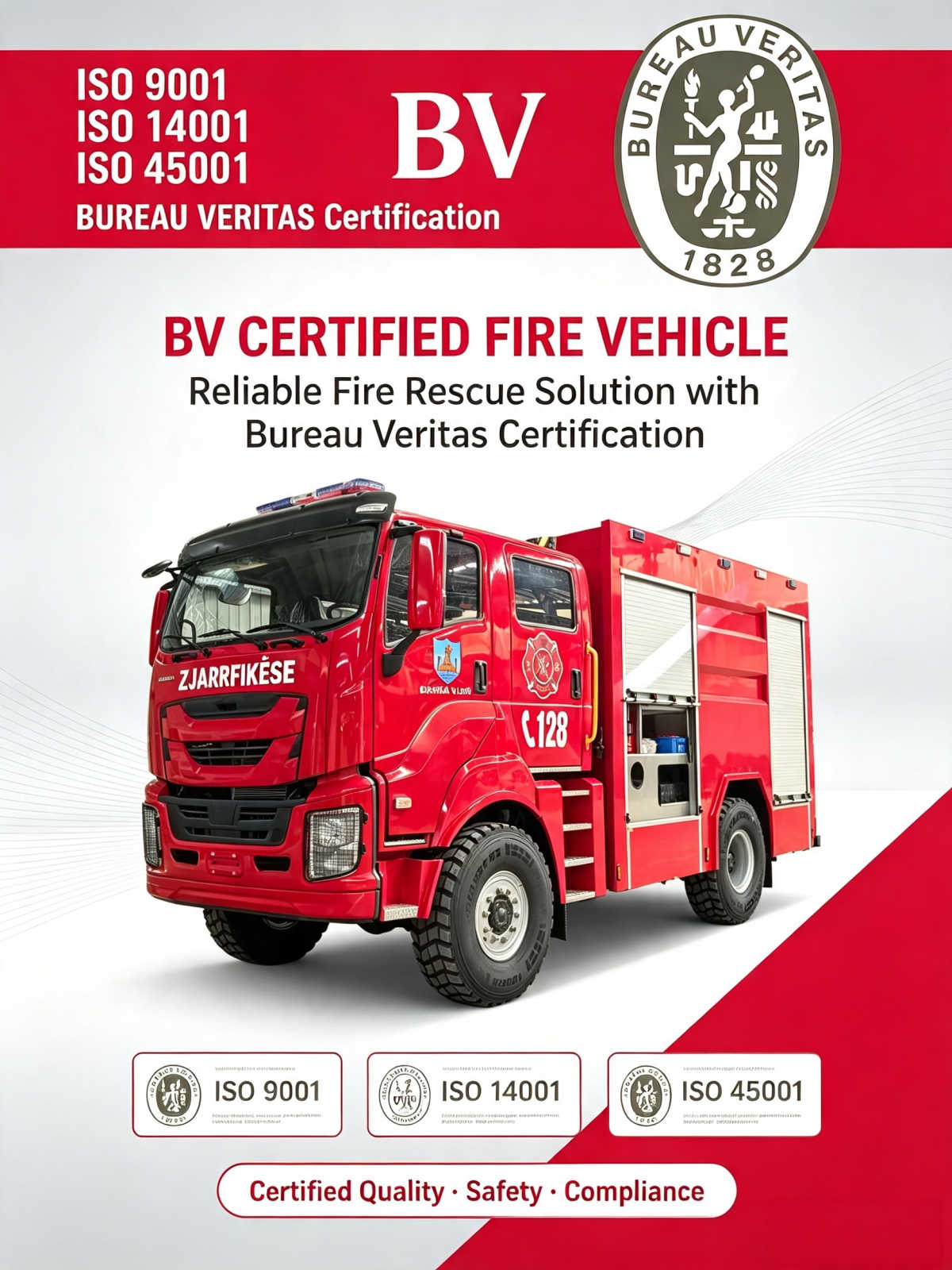 Truk Pemadam Kebakaran GIGA ISUZU 4x4 Sertifikat BV Laporan Kondisi Pengikatan